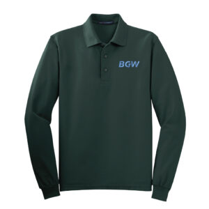 Port Authority Silk Touch Long Sleeve Polo - dark green