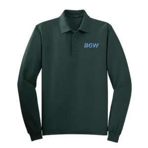Port Authority Silk Touch Long Sleeve Polo - dark green