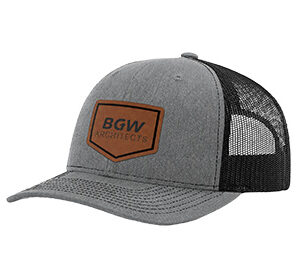 Richardson 112 Trucker Hat with Leather Patch Grey - Mesh Back / Adjustable