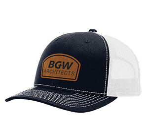 Richardson 112 Trucker Hat with Leather Patch Navy - Mesh Back / Adjustable