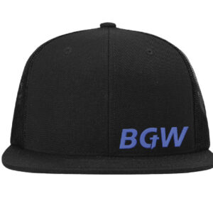 Acrylic-Wool Blend Flatbill Trucker - Black