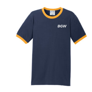 Port & Co Core Cotton Ringer Tee - Navy- Gold