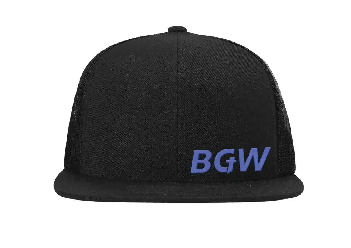 Acrylic-Wool Blend Flatbill Trucker - Black