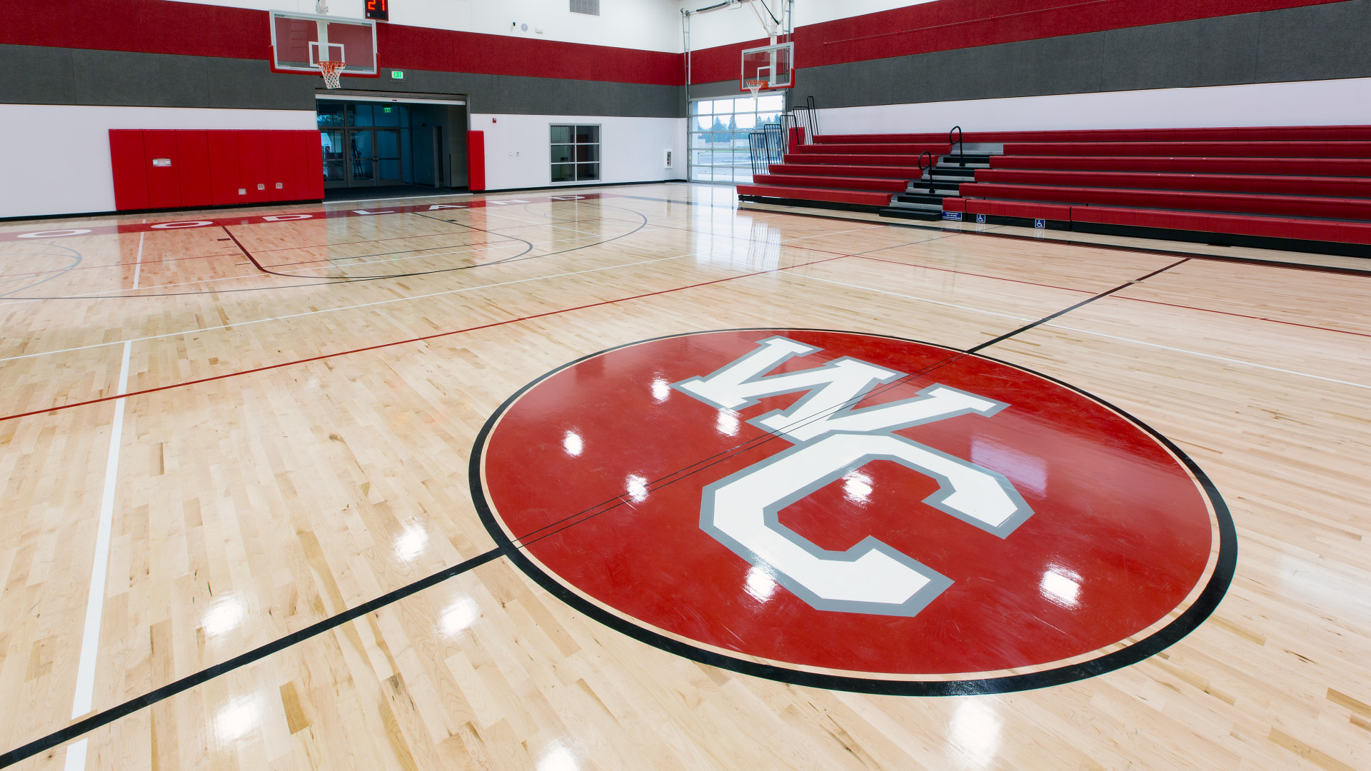 Woodland Christian Church gym logo church building