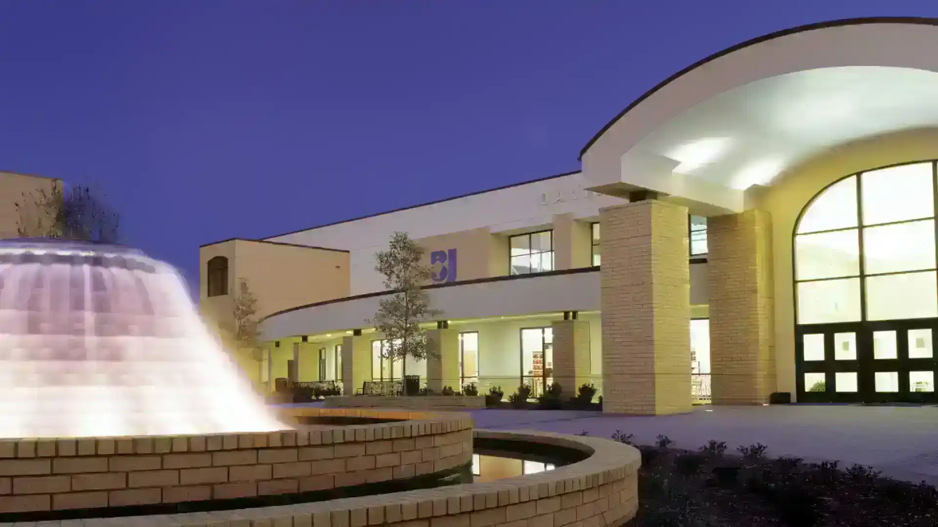 Bob Jones University night exterior church building