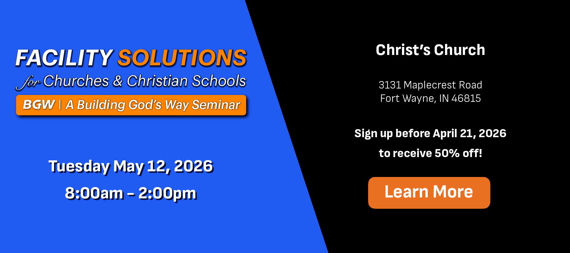 Seminar Footer - IN learn more church architect