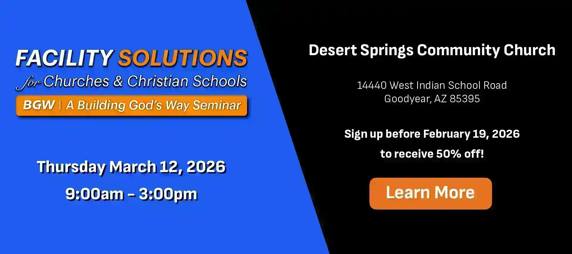 Seminar Footer - AZ learn more church architect