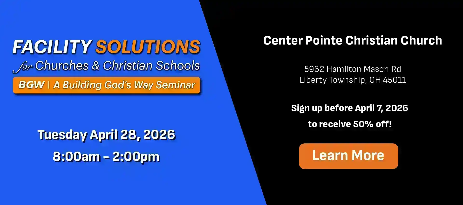 Seminar Footer - OH learn more revised church architect