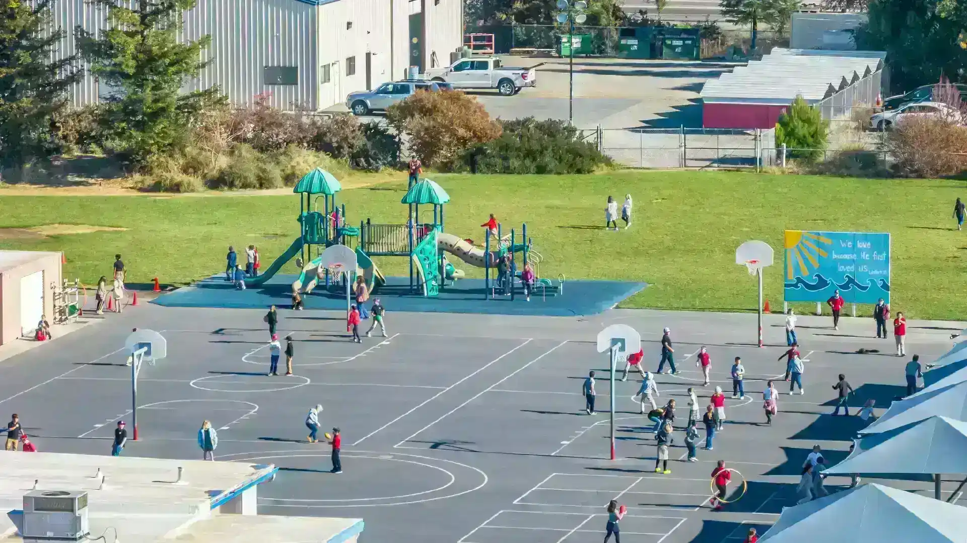 Woodland Christian Pre-School Outdoor playground church building