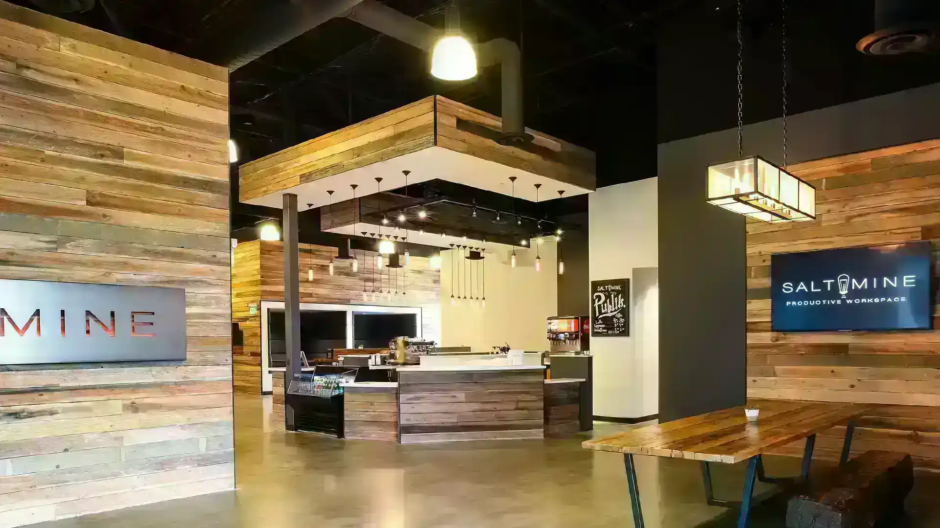 Salt Mine Productive Workspace cafe lobby church building