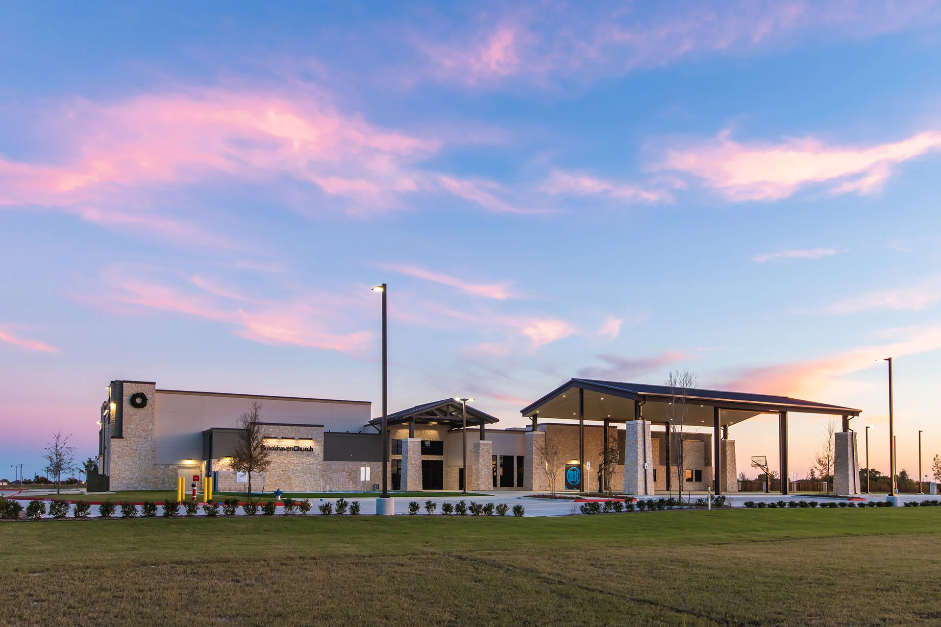 Brookhaven Church Exterior Sunset church building church architect