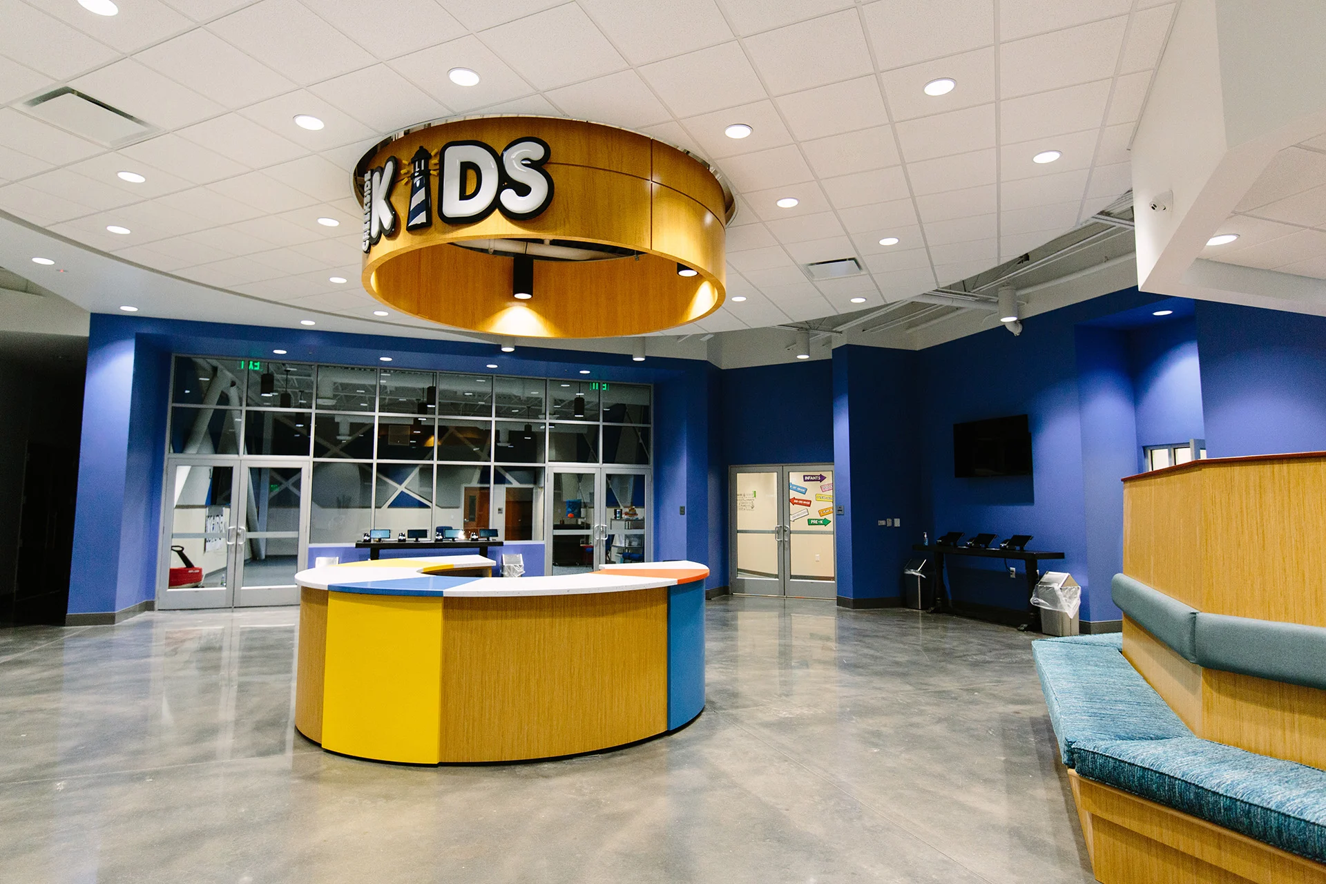 Creekside Church kids lobby church building church architect