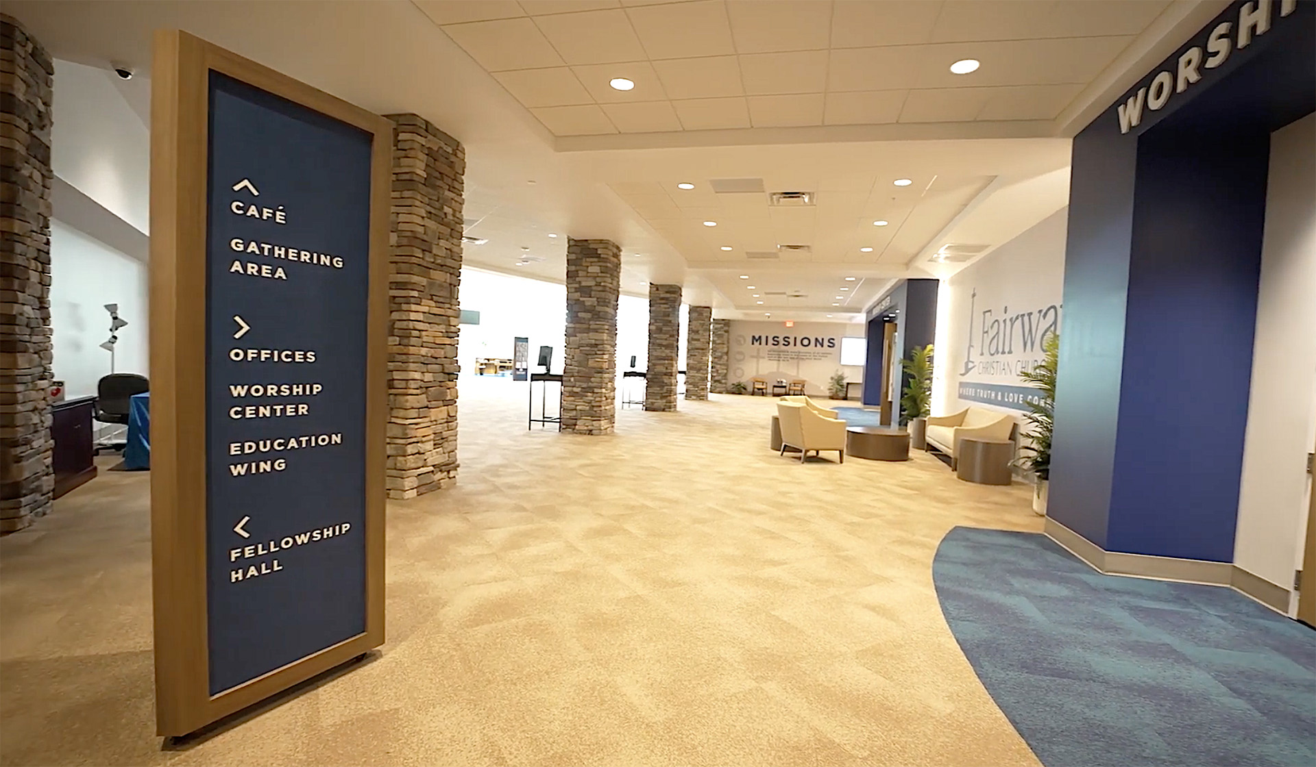 Fairway Christian Church Lobby church building church architect