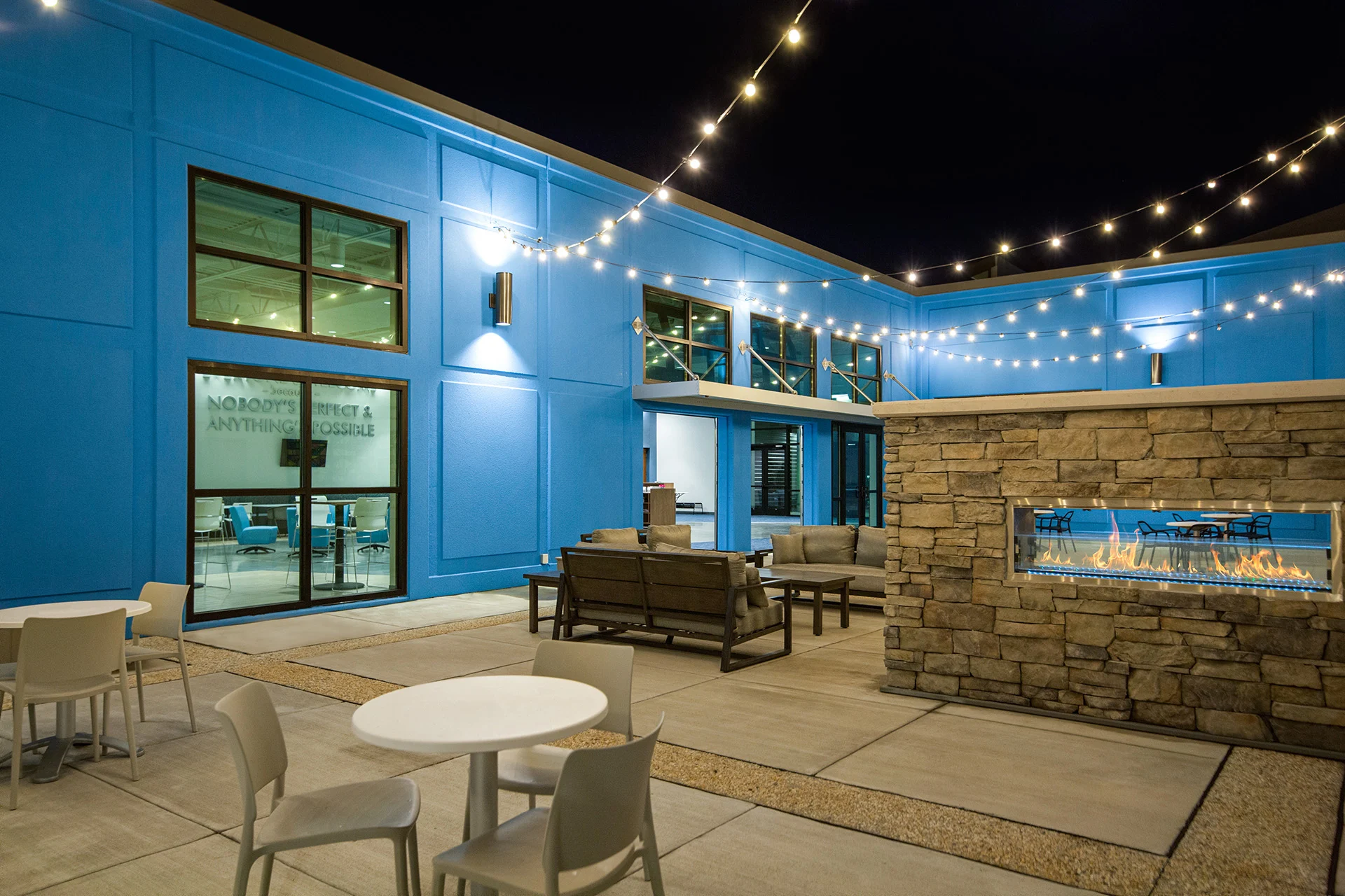 Gateway Church fireplace lobby church building church architect