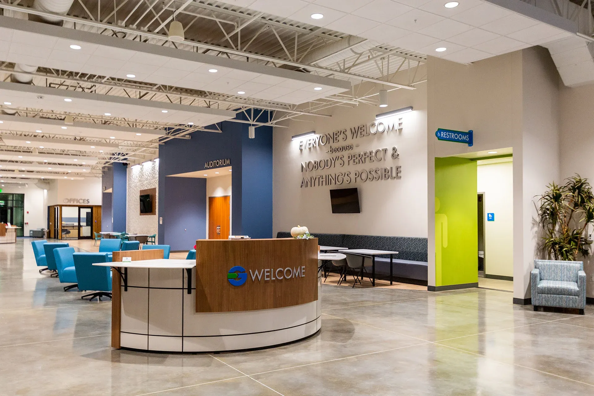 Gateway Church lobby church building church architect