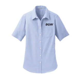 Port Authority Women's Short Sleeve SuperPro Oxford Shirt - oxford blue