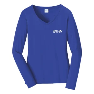 Port & Co™ Women's Long Sleeve Fan Favorite™ V-Neck Tee - True Royal