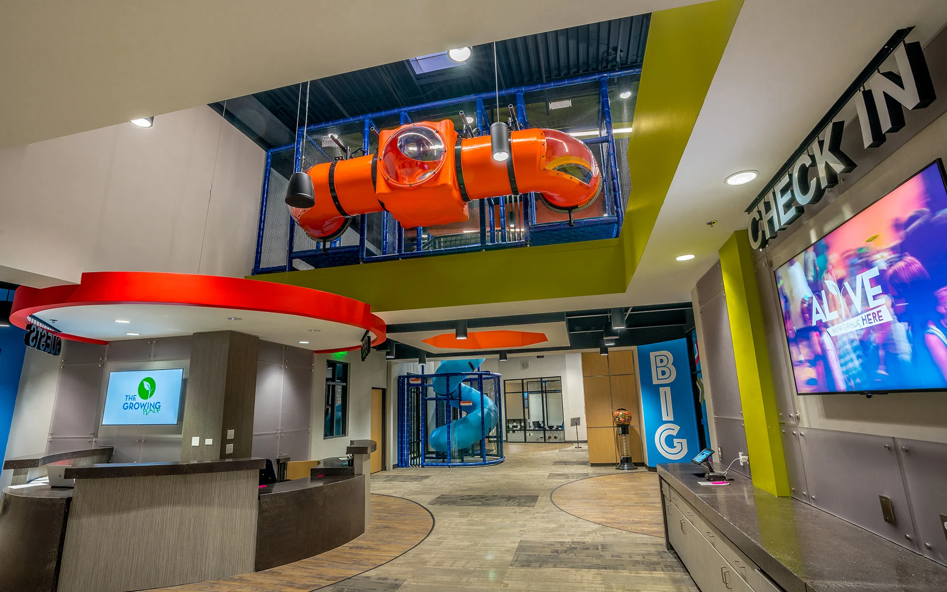 Alive Church lobby church building church architect