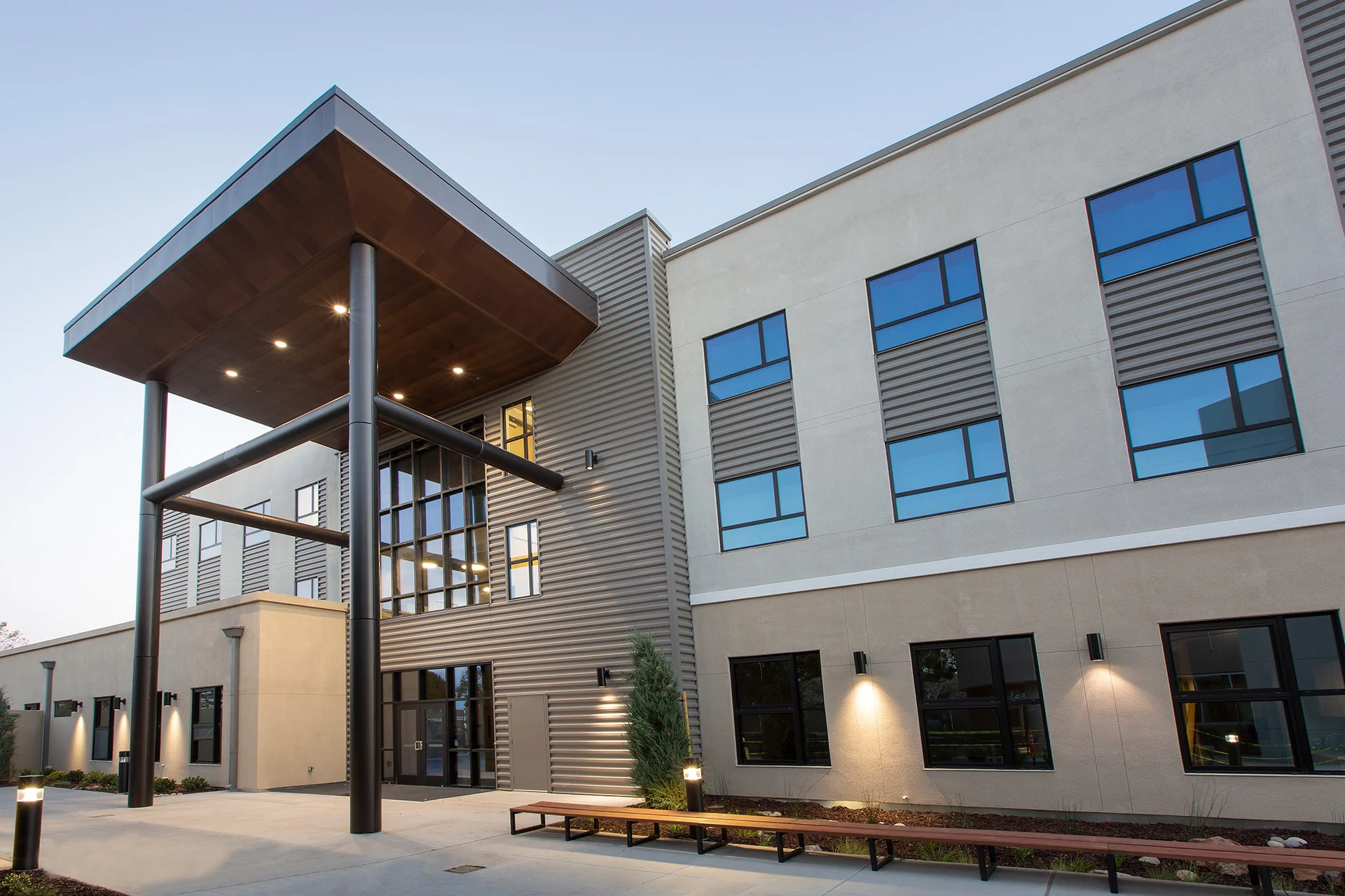 California Crosspoint Academy exterior night church building church architect