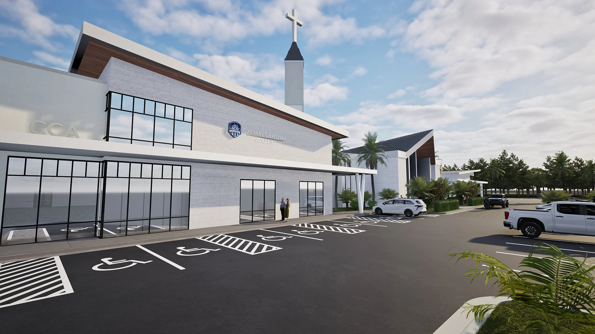 Calvary Christian Academy Northwest Corner Perspective church building church architect