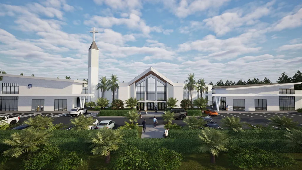 Calvary Christian Academy Overall North Facade Perspective church building church architect