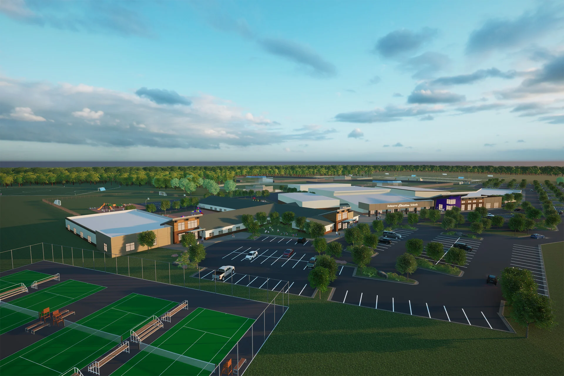 Delmarva Christian School outside courts church building church architect