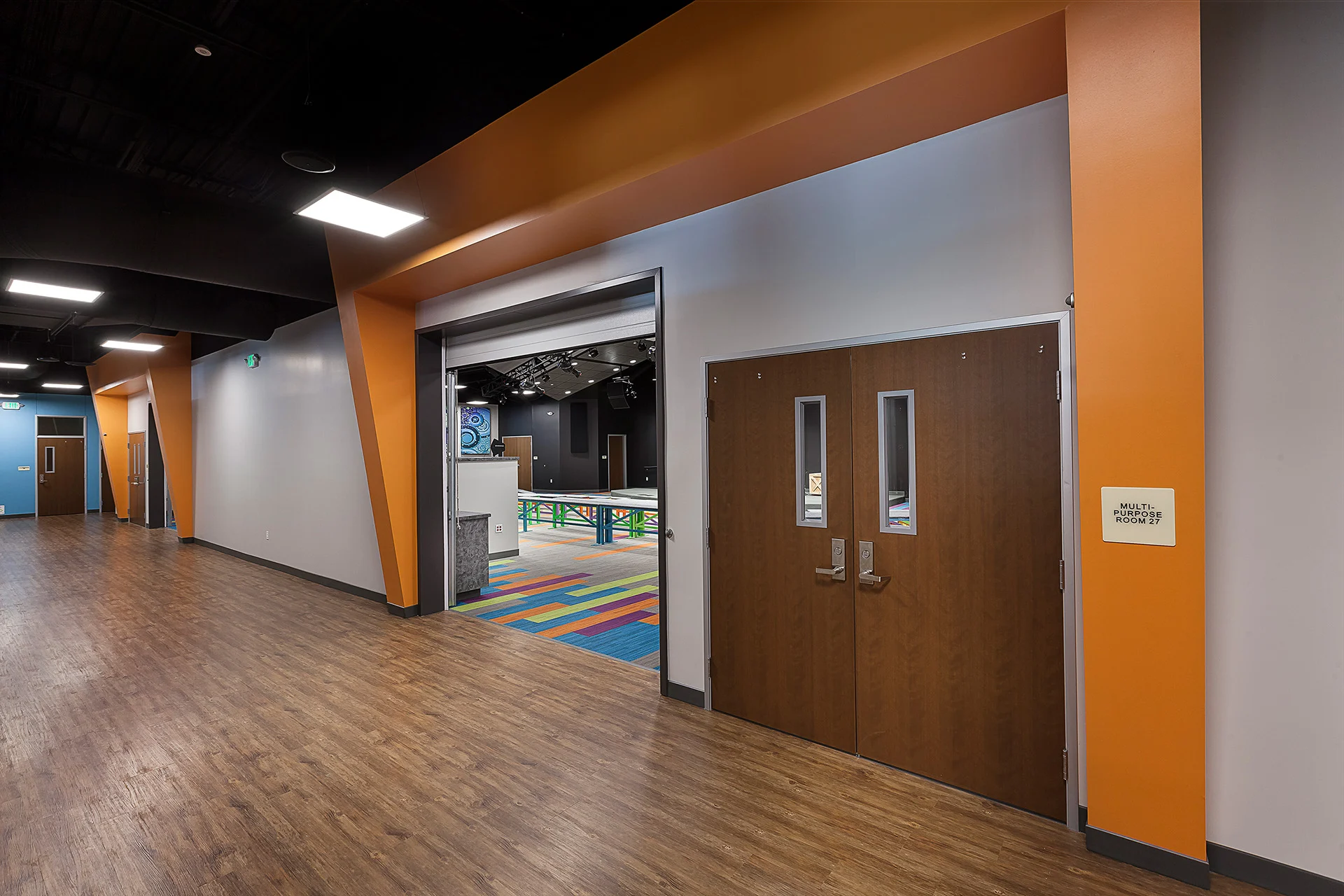 Emmanuel Faith Church kids hallway open church building church architect