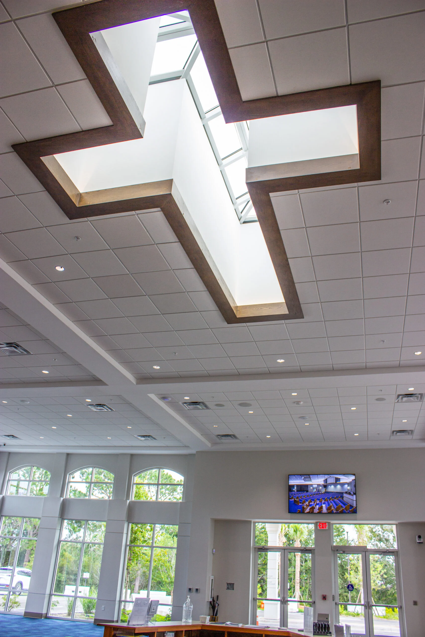 Fairway Christian Church Cross ceiling church building church architect