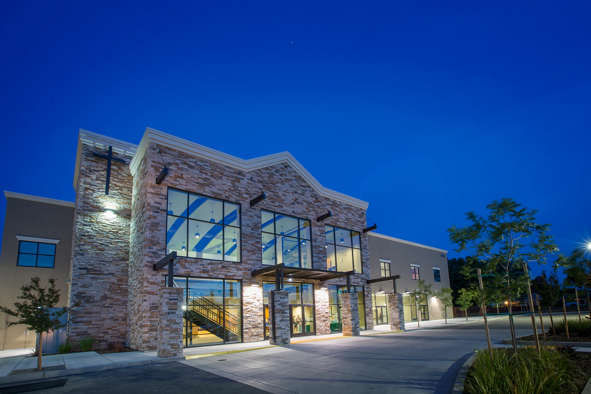 Grace night exterior church building church architect