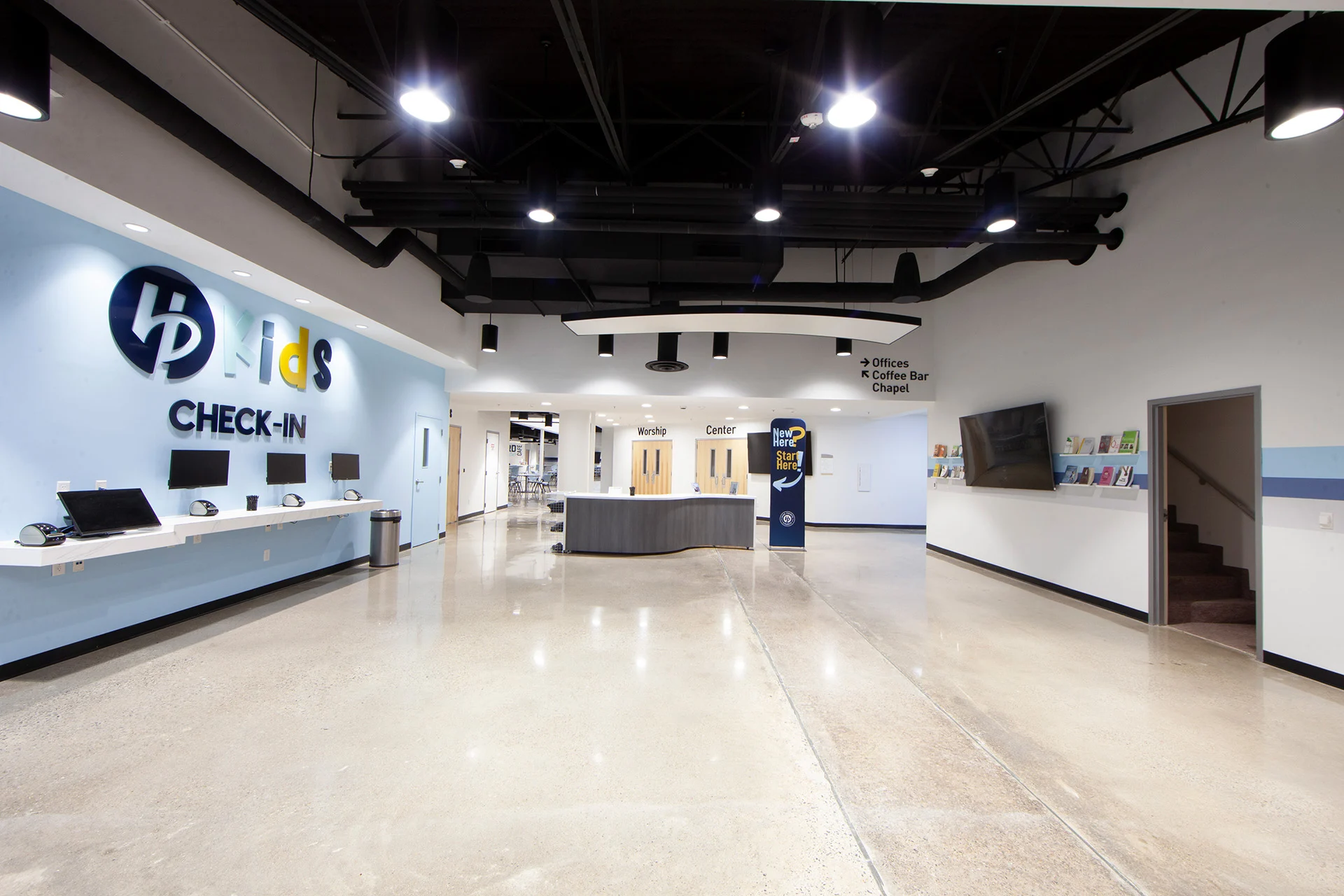 High Pointe Church kids check-in church building church architect