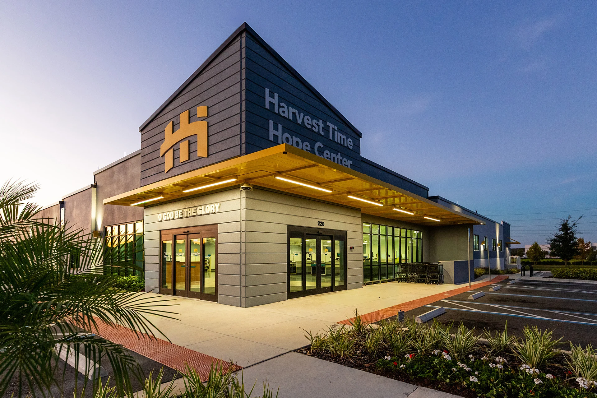 HTI exterior night church building church architect