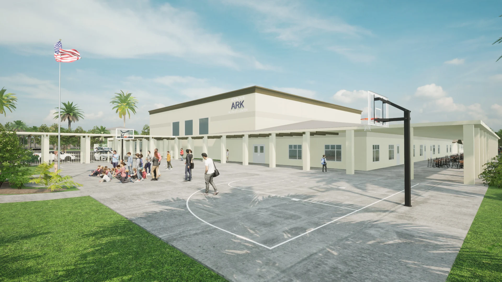 King School basketball courts church building church architect