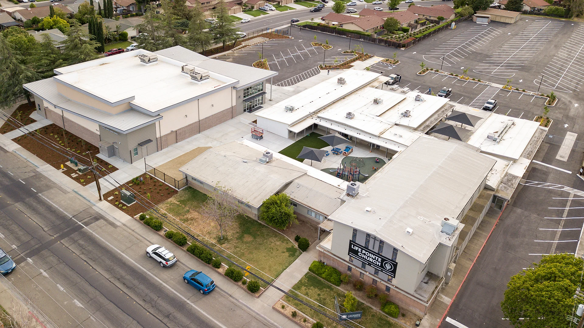 LifePointe exterior arial church building church architect
