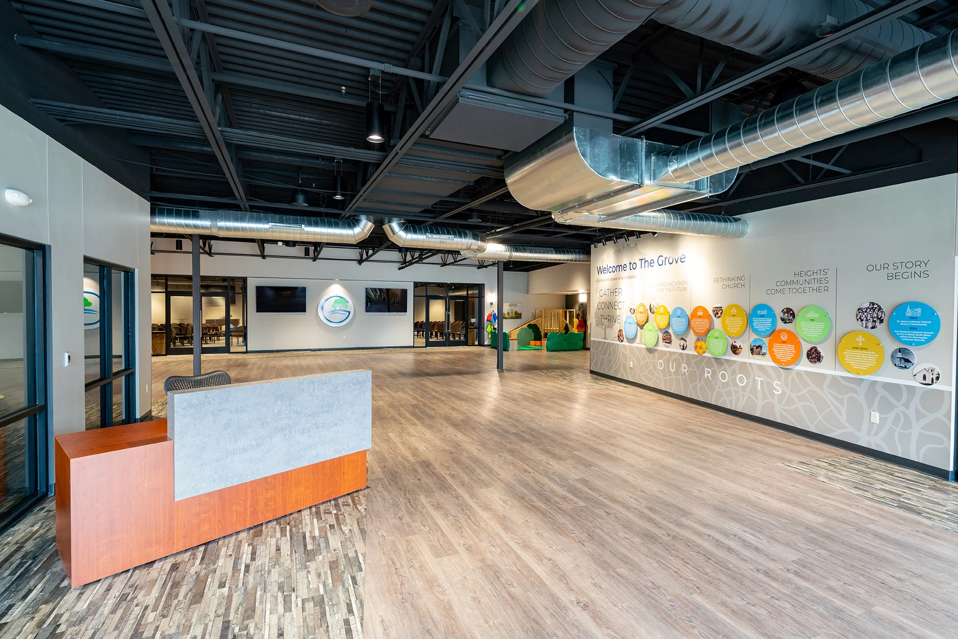 New Heights Church children lobby church building church architect