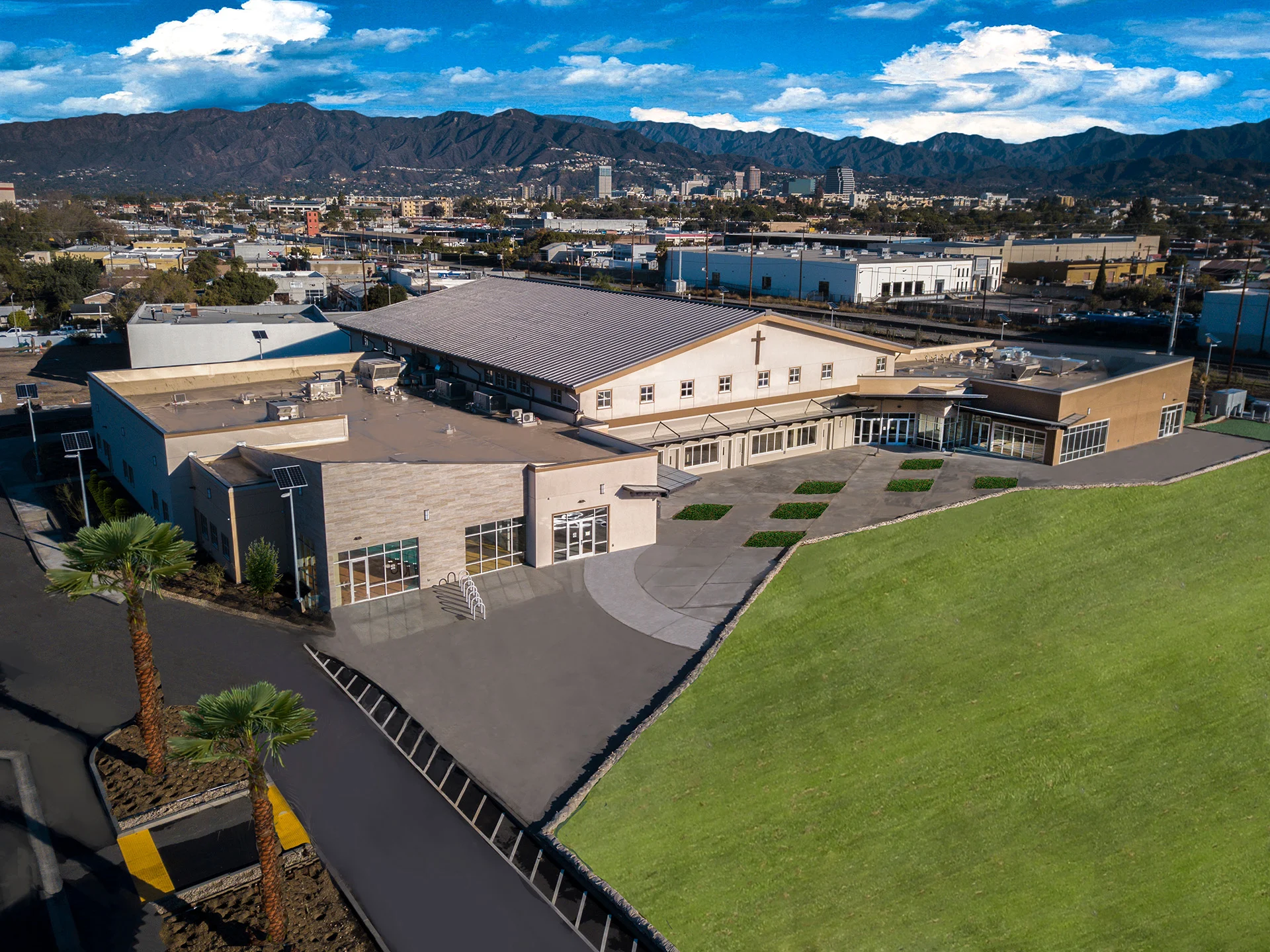 New Life Exterior aerial church building church architect