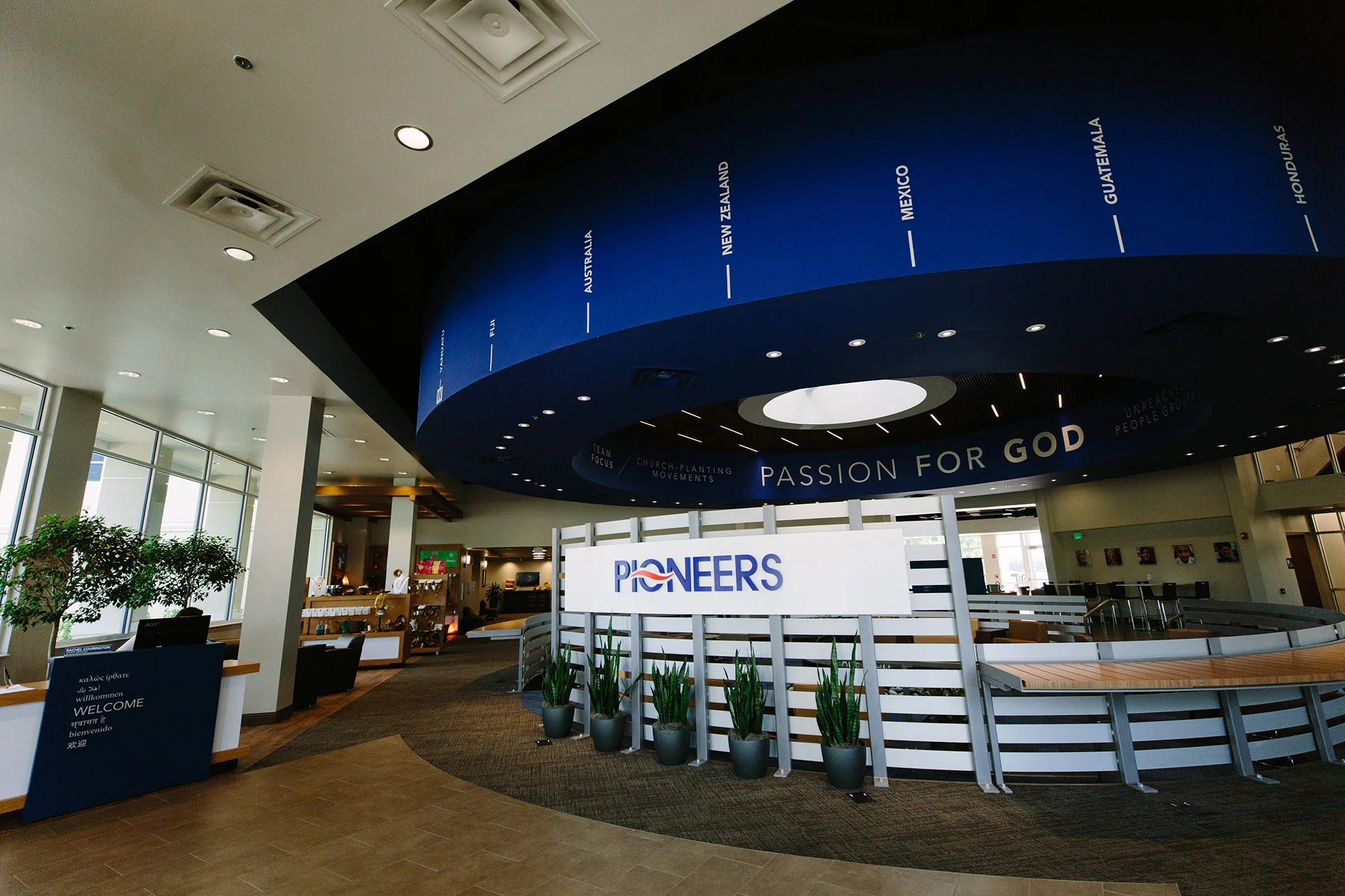 Pioneers lobby church building church architect