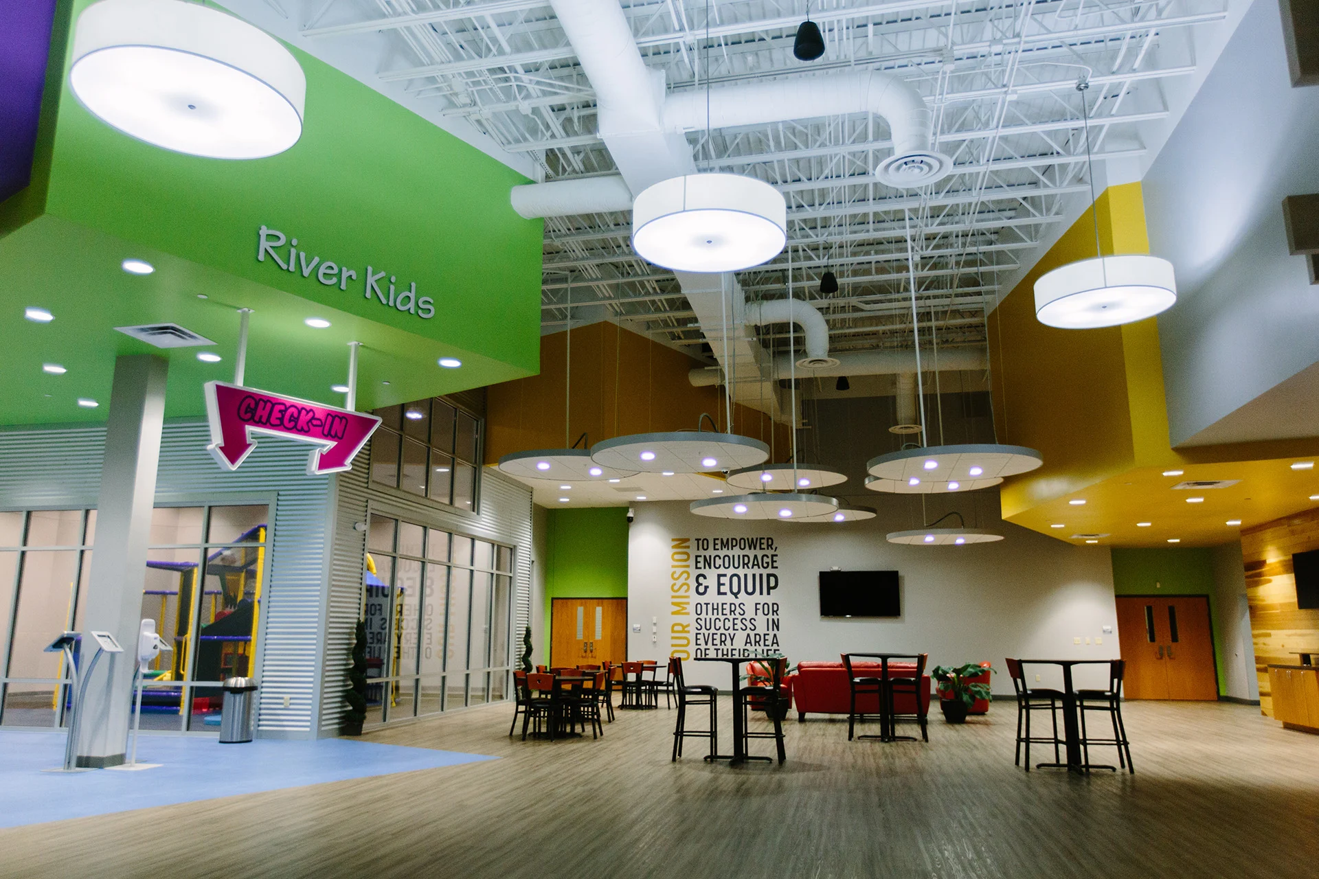 River of Life lobby church building church architect