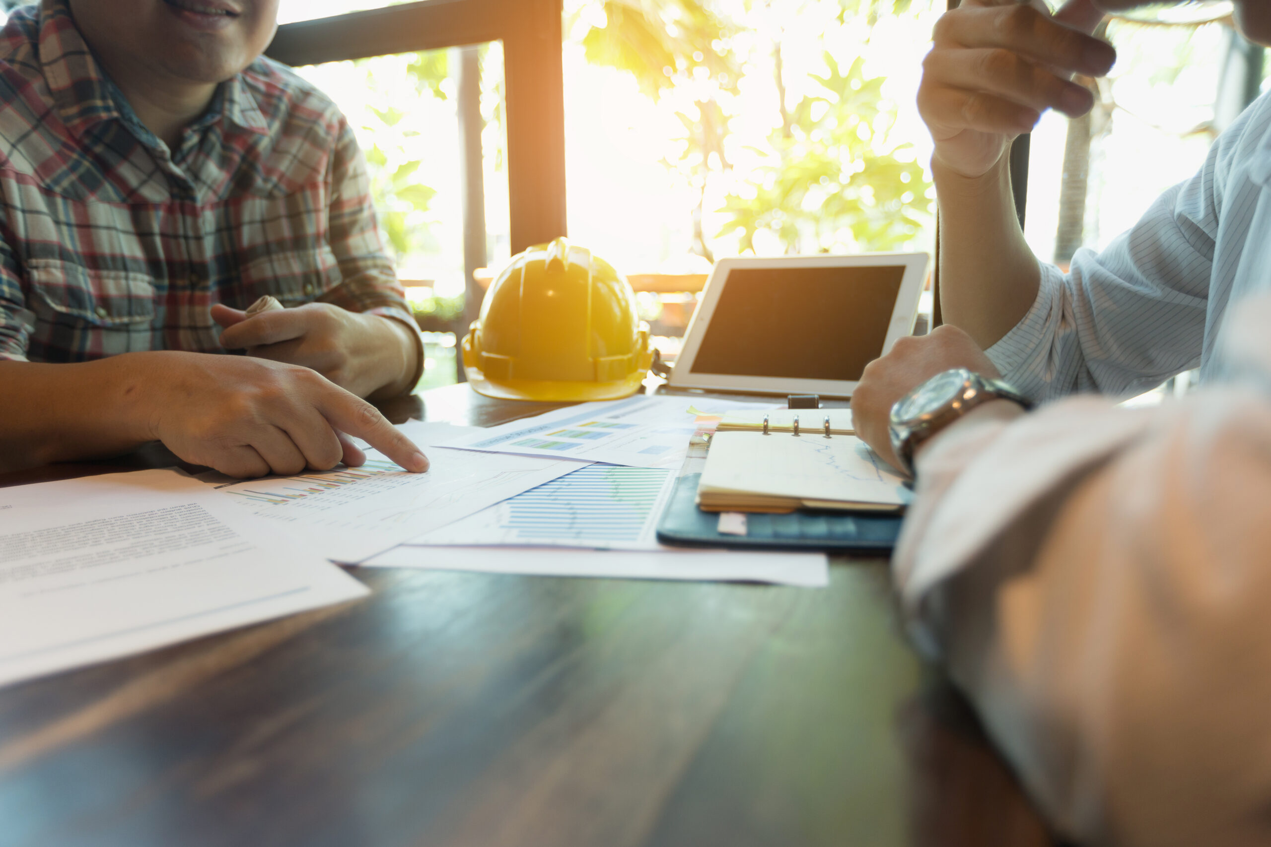 Businessmen Are Meeting With Contractors About Business Plans. Businessmen are meeting with contractors about business plans.
