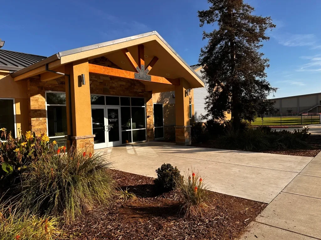 Woodland Christian Pre-School exterior side church building church architect