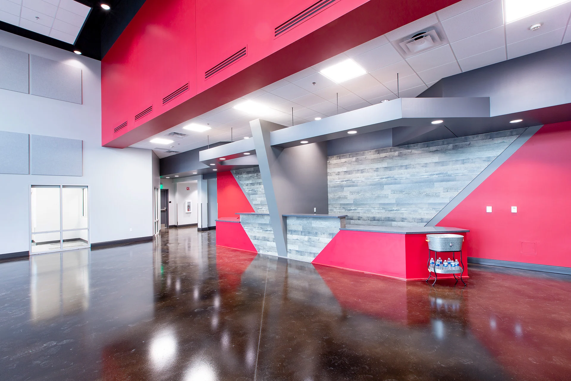 Woodland Christian - Theatre lobby church building church architect