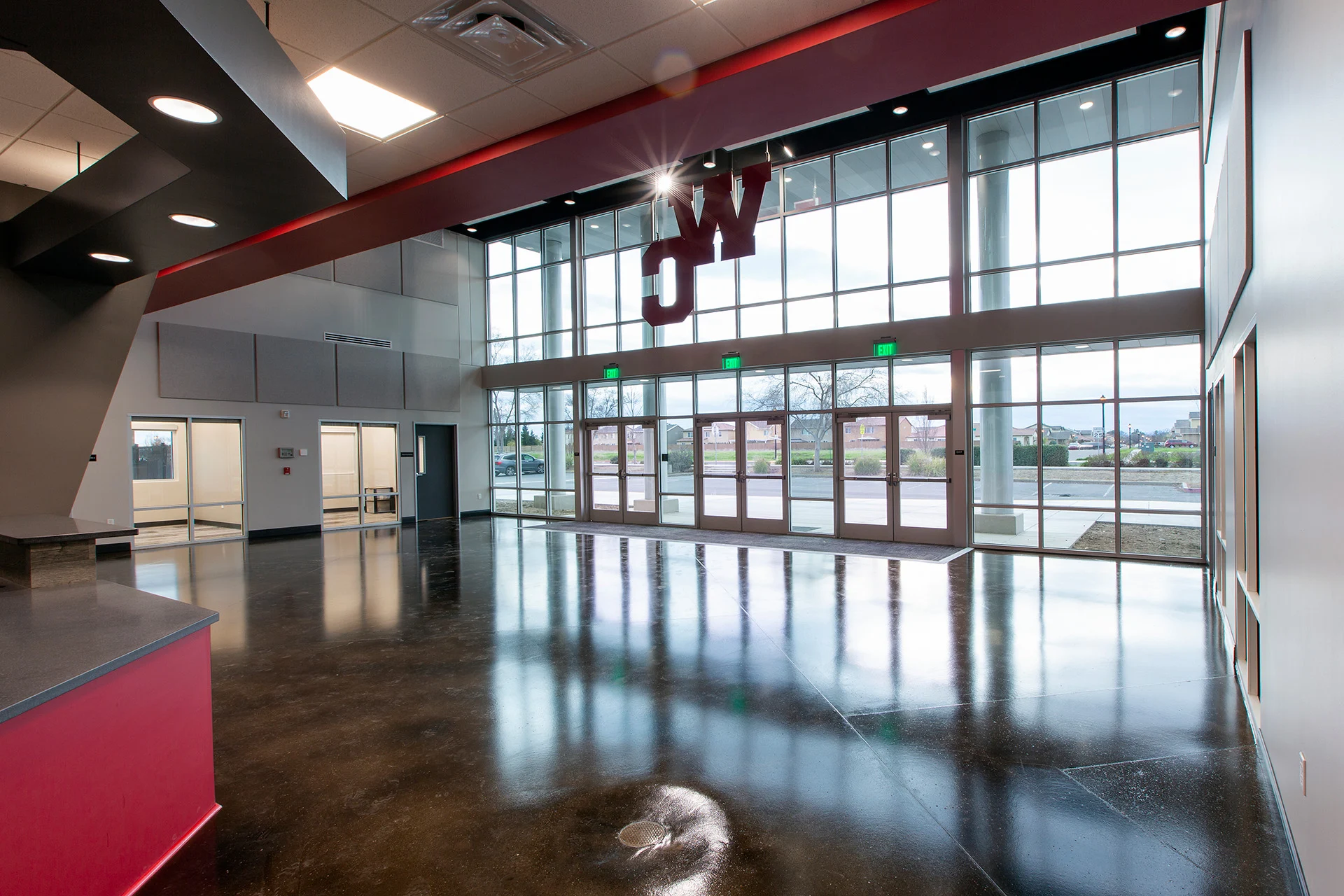 Woodland Christian - Theatre lobby church building church architect
